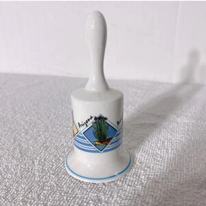 5/$35 Vintage White  Blue Arizona Ceramic Souvenir Bell